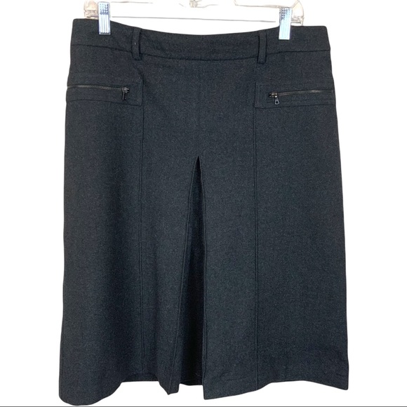 Theory Dresses & Skirts - Theory Wool Box Pleat Zip Pocket Skirt In Charcoal Size 12